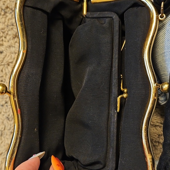 Vintage Black Purse With A Gold Hardware - Picture 3 of 8
